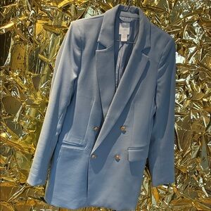 H&M Double-Breasted Light Blue Blazer